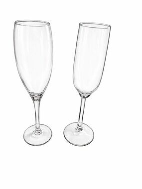 Clear Glass Champagne Flutes Set of 2 EUC